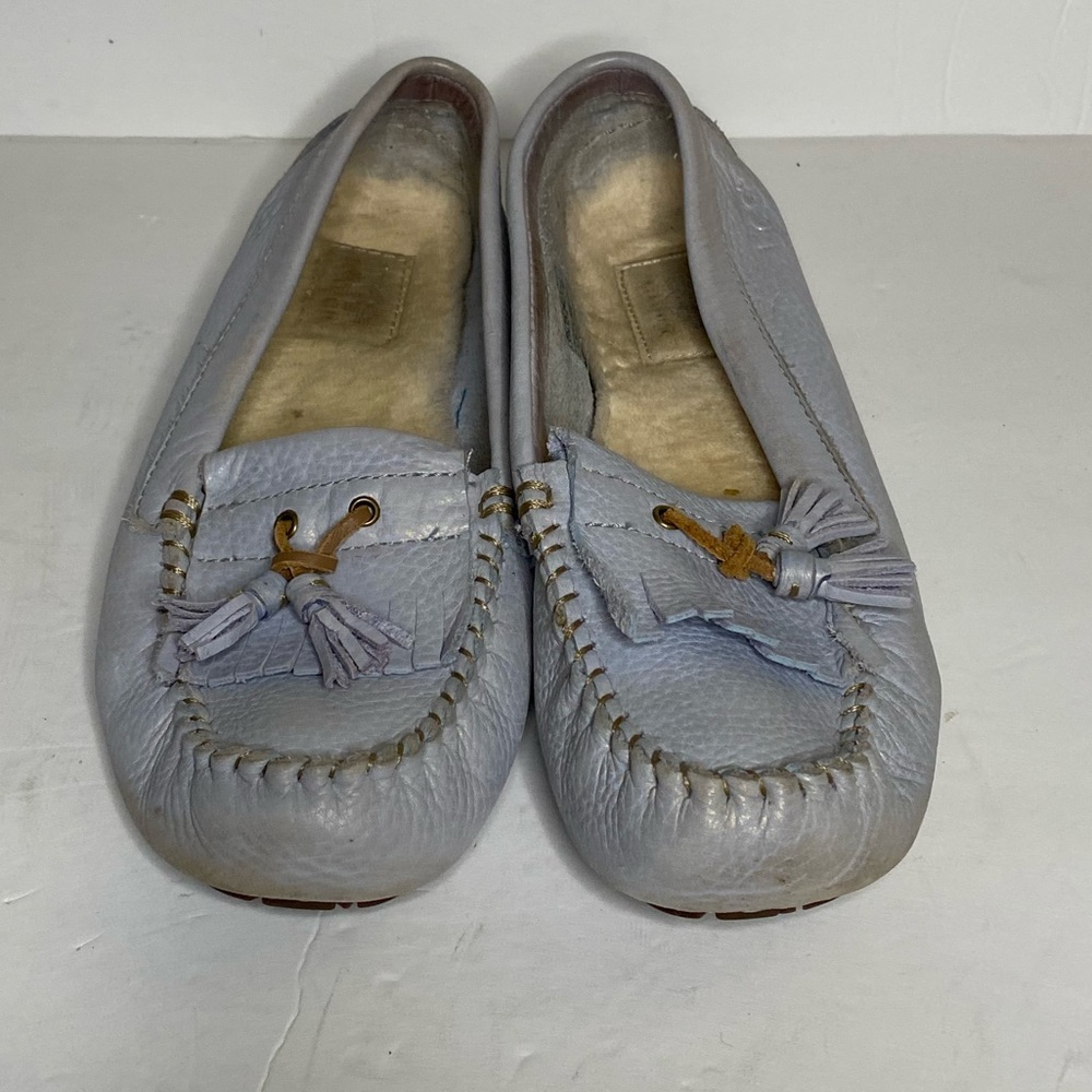 Ugg slip on leather fur lined boat shoes